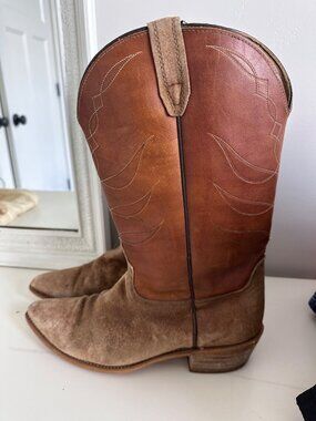 Vtg Cowboy Boots Mens 11 Acme Rough Out Suede Leather Western Country USA Made